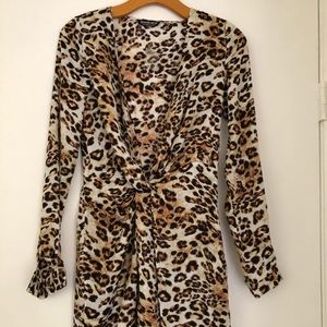 Leopard Print Party Dress with Plunging Neckline